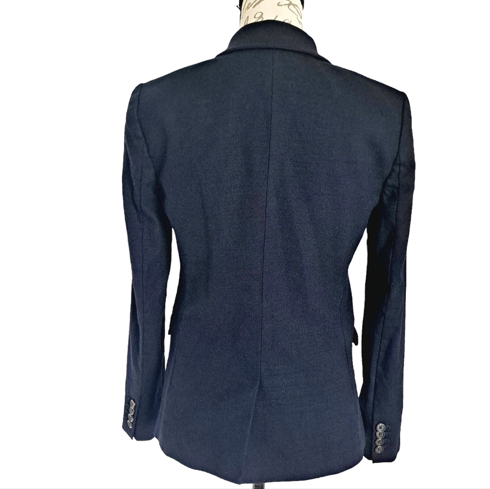 SOLD J. Crew Regent Wool blend navy blue Flannel preppy office blazer Jacket 4 - Picture 10 of 17
